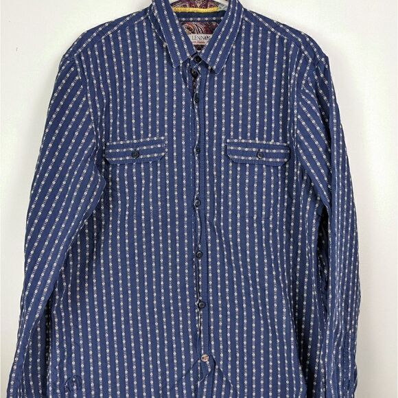 John Lennon English Laundry Mens Button shirt size XL Navy white limited edition - Picture 1 of 7